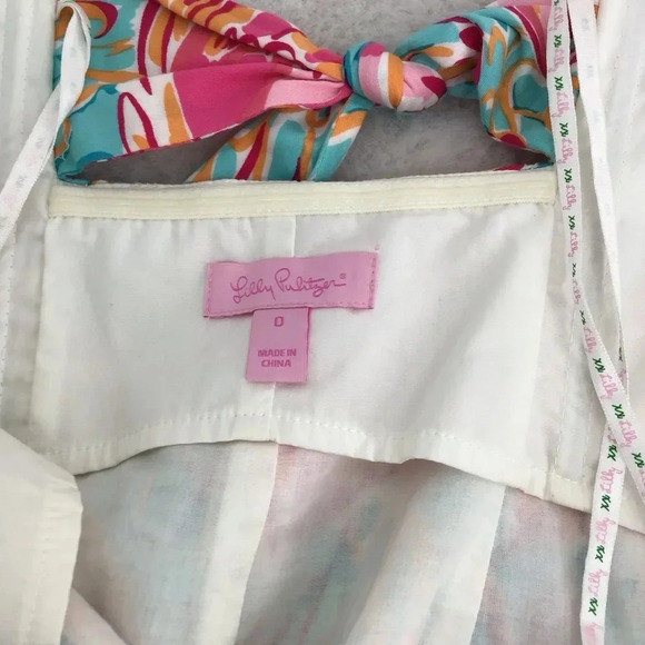 Lilly Pulitzer Franco Printed Flamingo Strapless Summer Beach Dress Size 0 - Picture 8 of 11